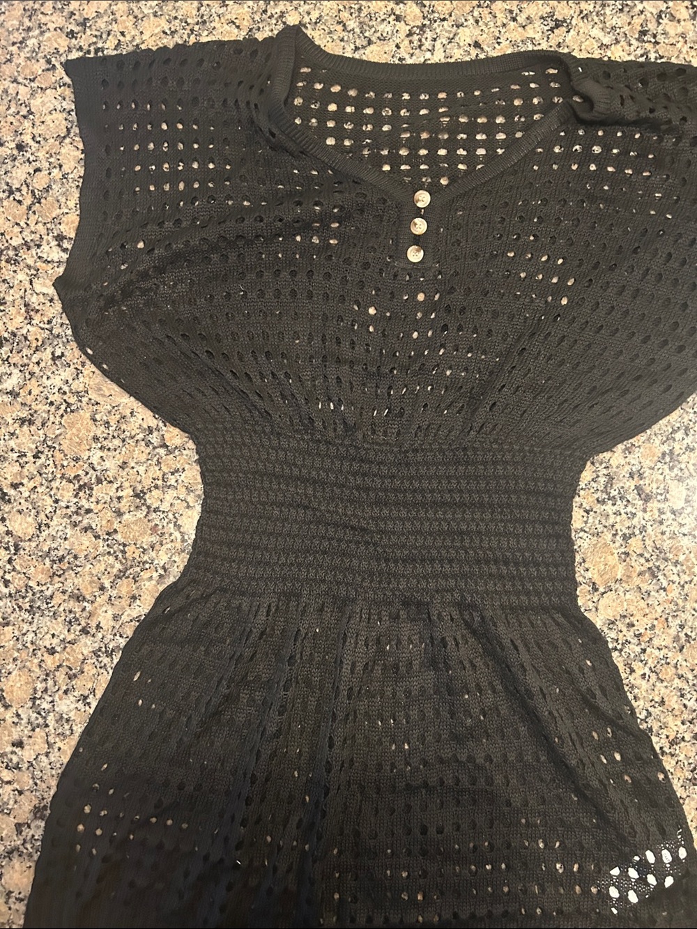 Cupshe Black Crochet Swim Coverup with Button Front